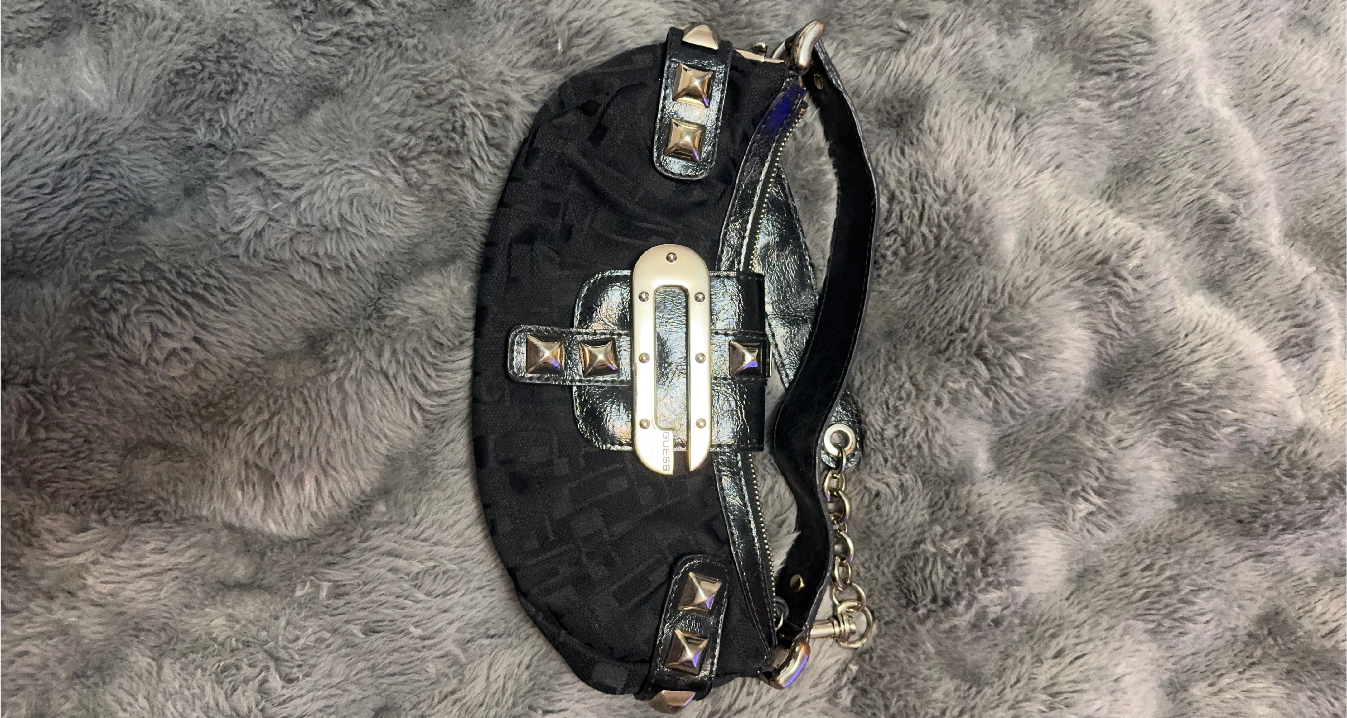 Black Guess Shoulder Bag with Studs