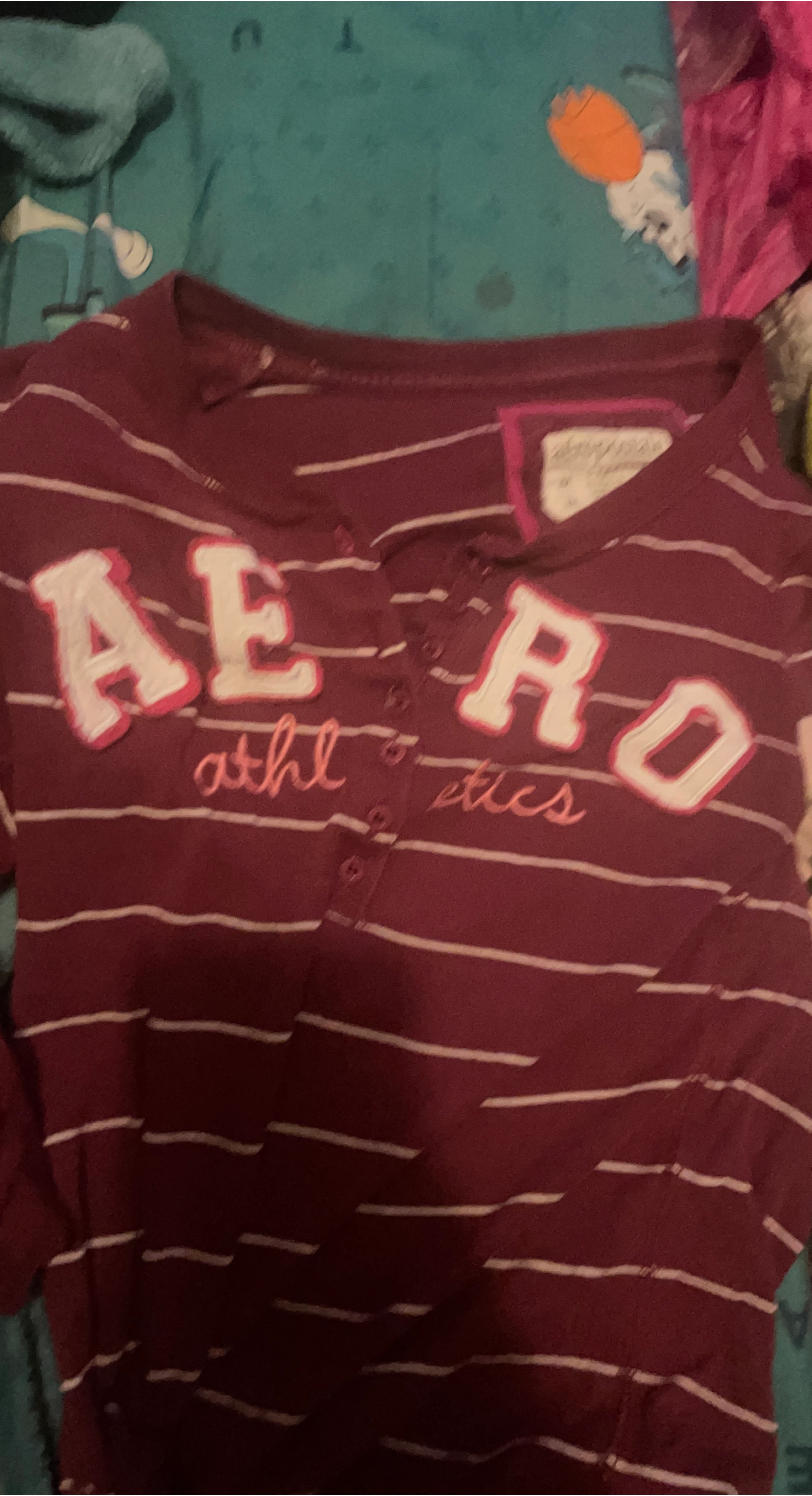 Aeropostale Striped Long Sleeve Henley Shirt