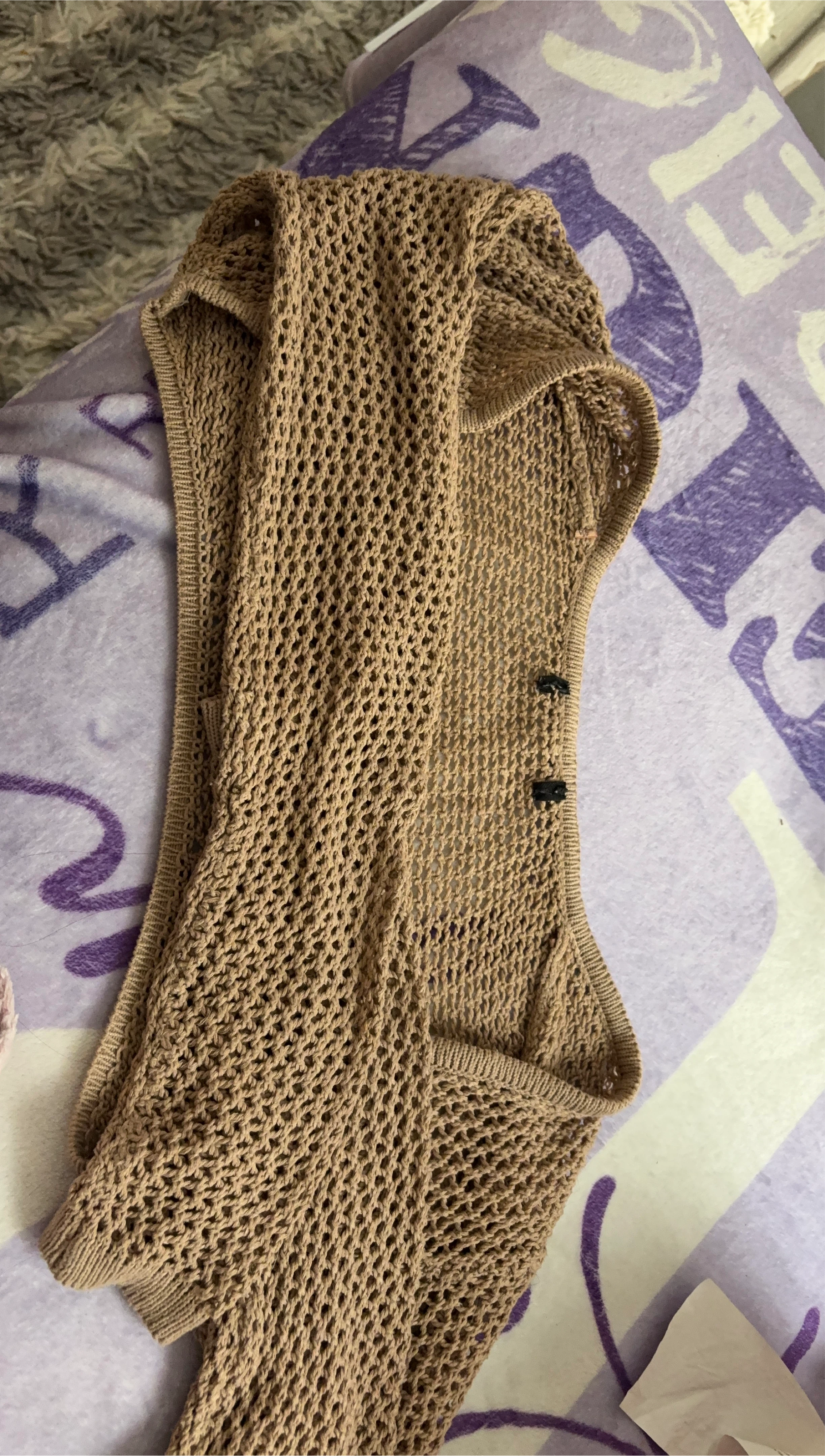 Brown Crochet Knit Vest