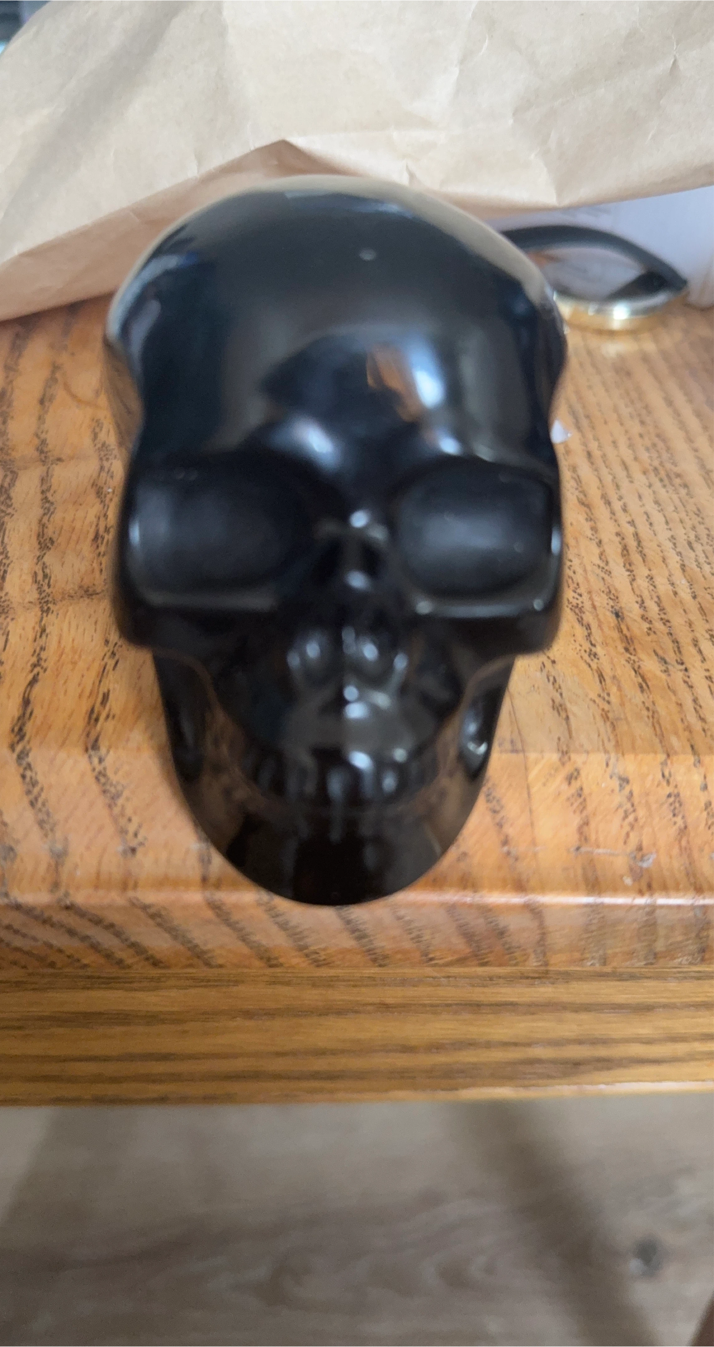 Obsidian Skull Figurine