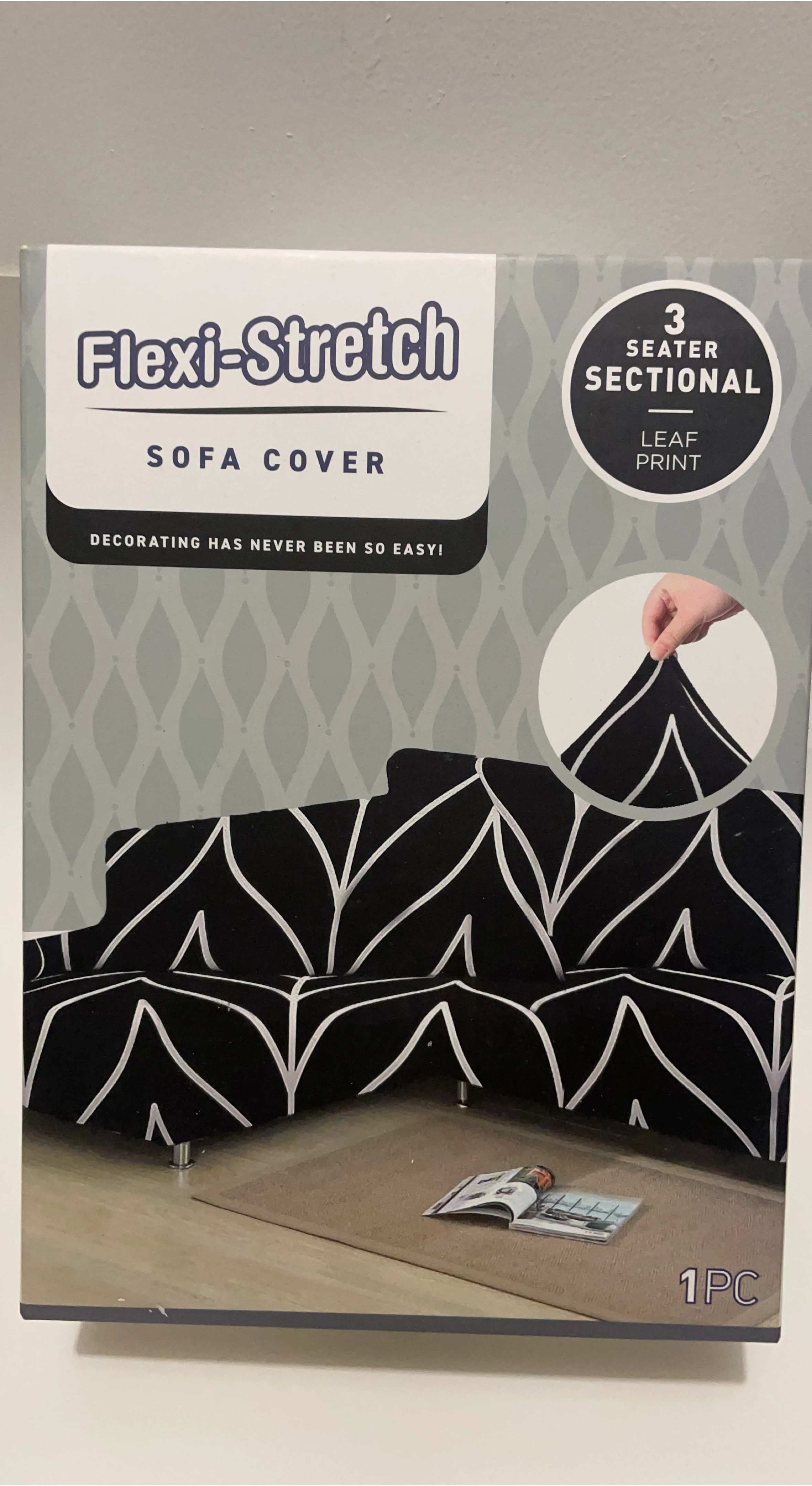 Flexi-Stretch 3 Seater Sectional Sofa Cover - Leaf Print