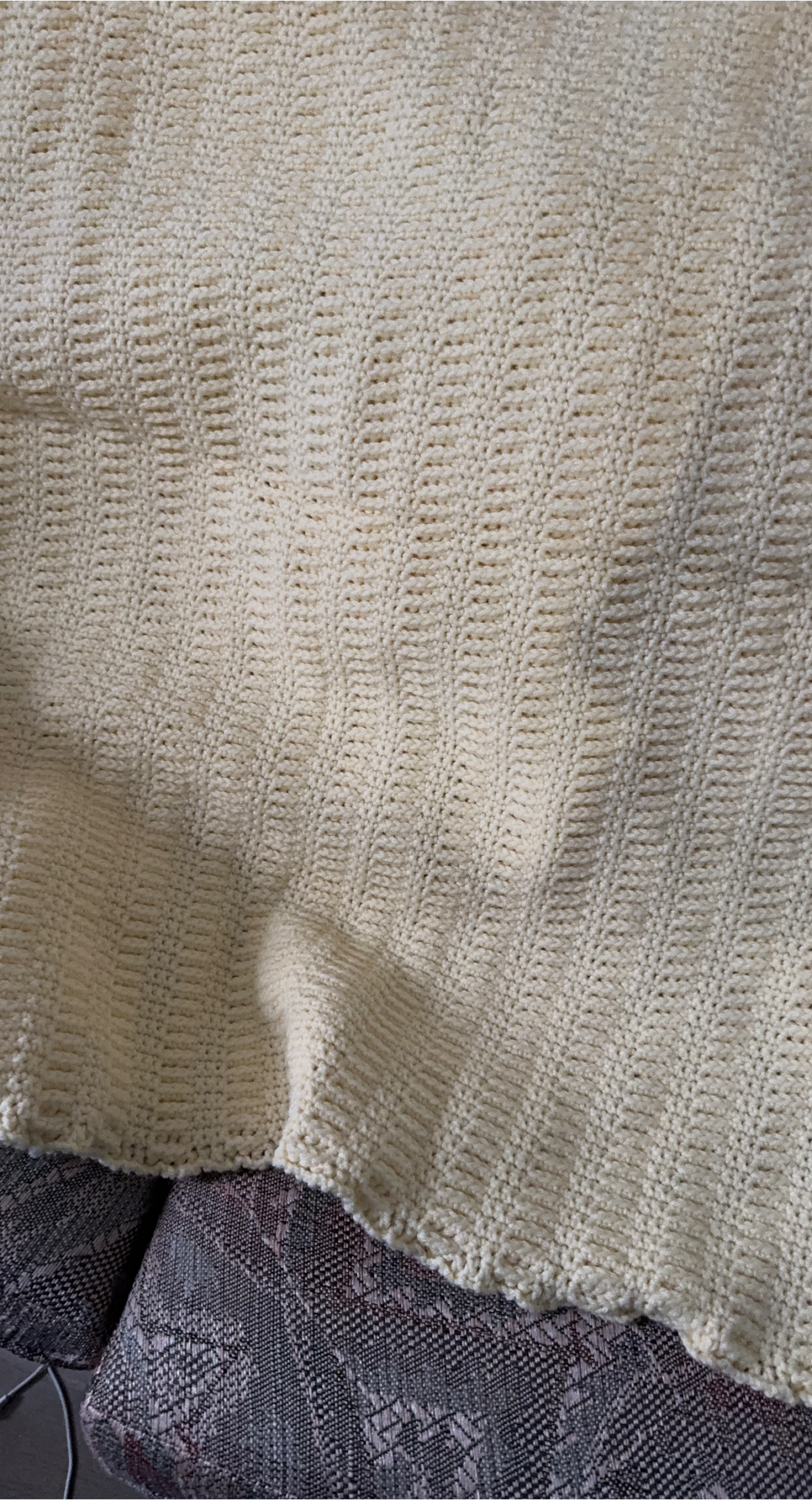 Hand-knitted Cream Throw Blanket