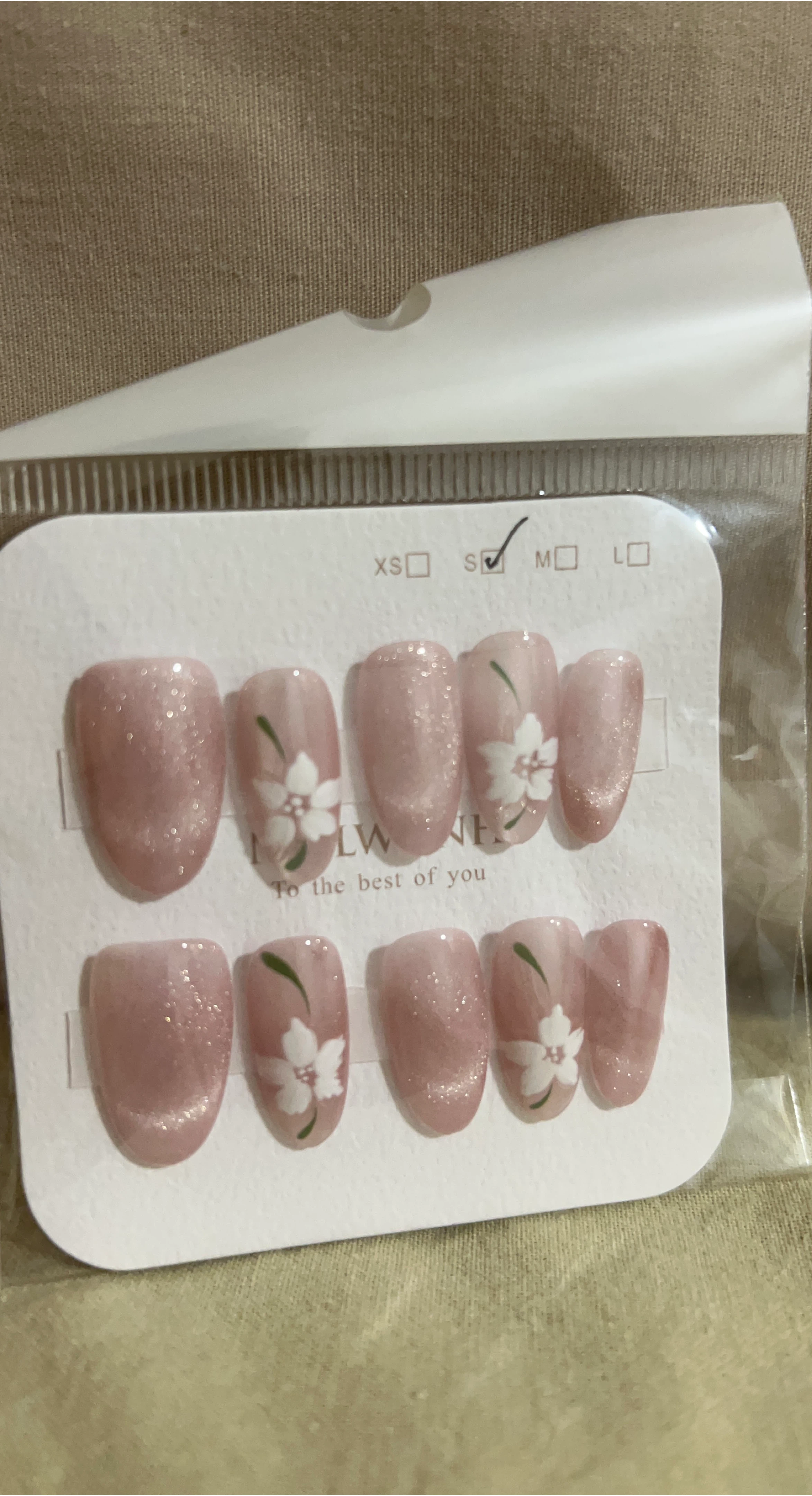Handmade Pink Floral Press-On Nails - Small