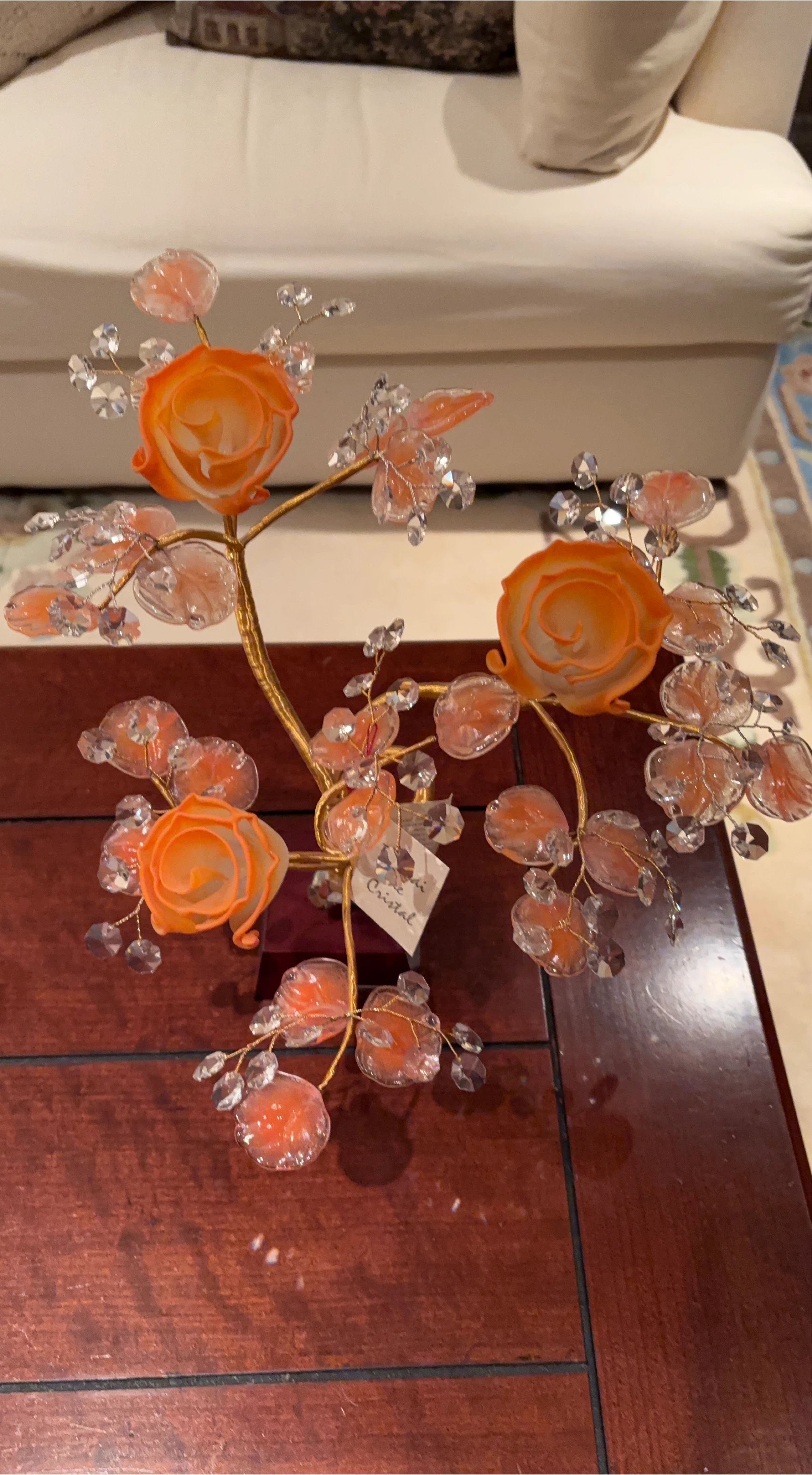 Orange Crystal Bonsai Tree Decoration
