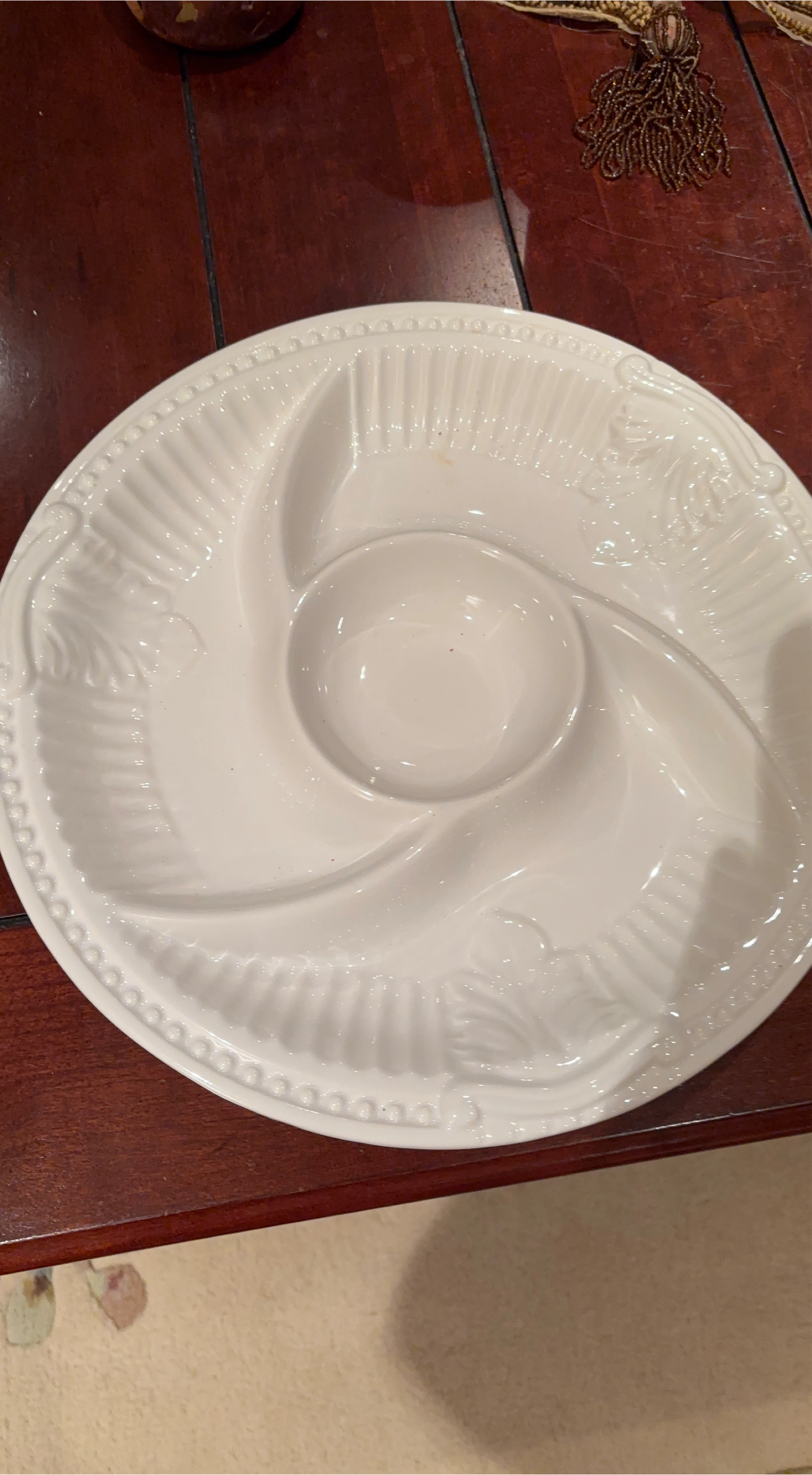 White Ceramic Chip and Dip Platter