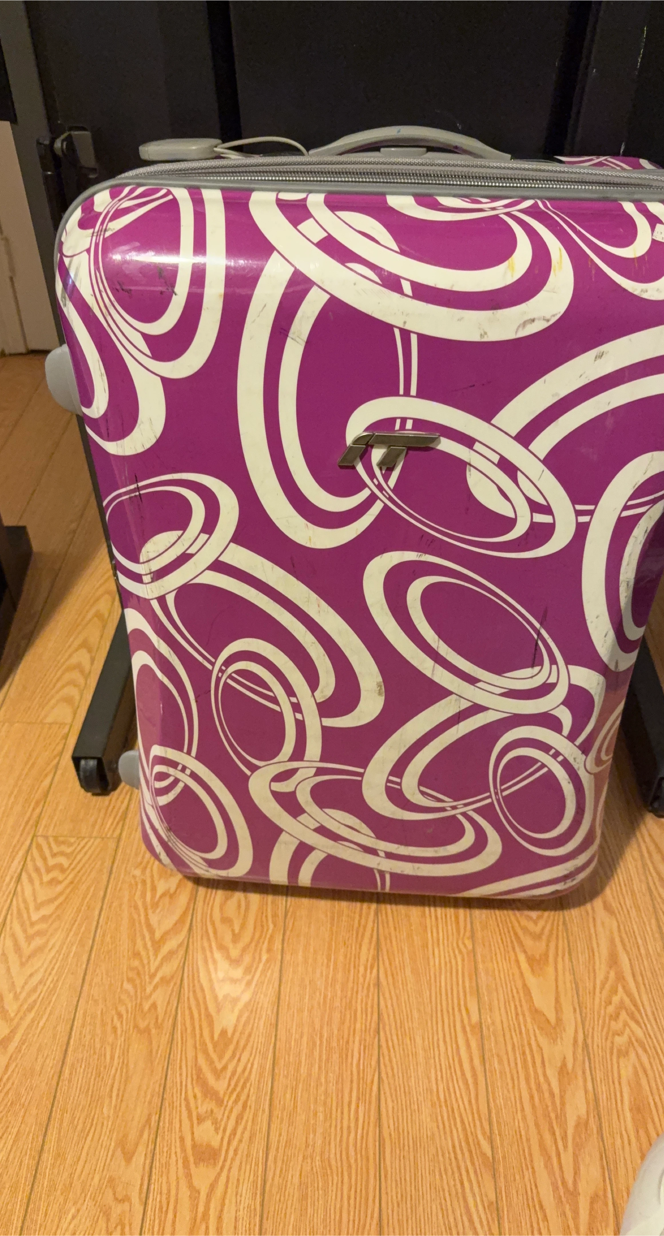 Purple & White Swirl Suitcase Set