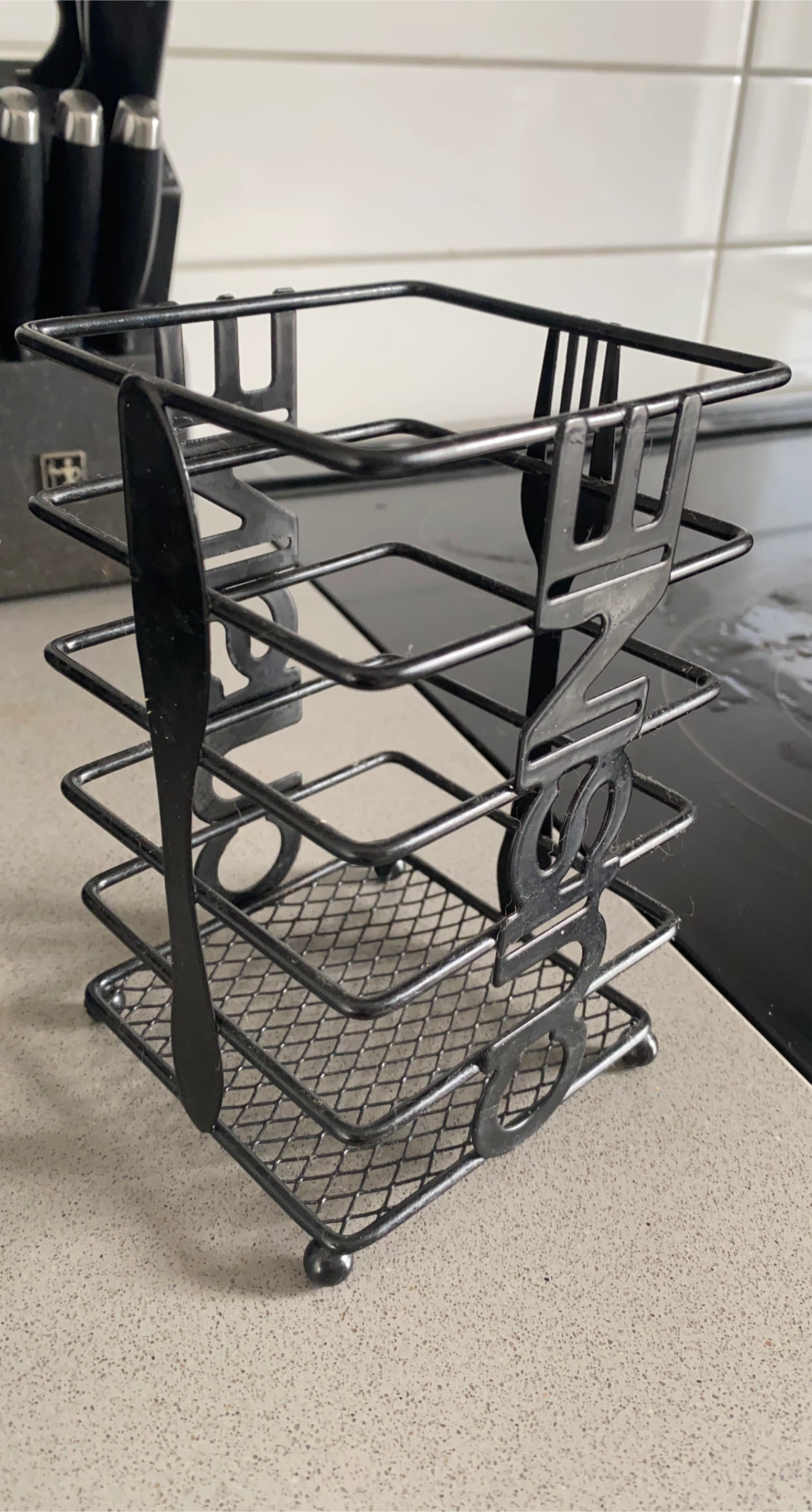 Black Metal Cutlery Holder Organizer