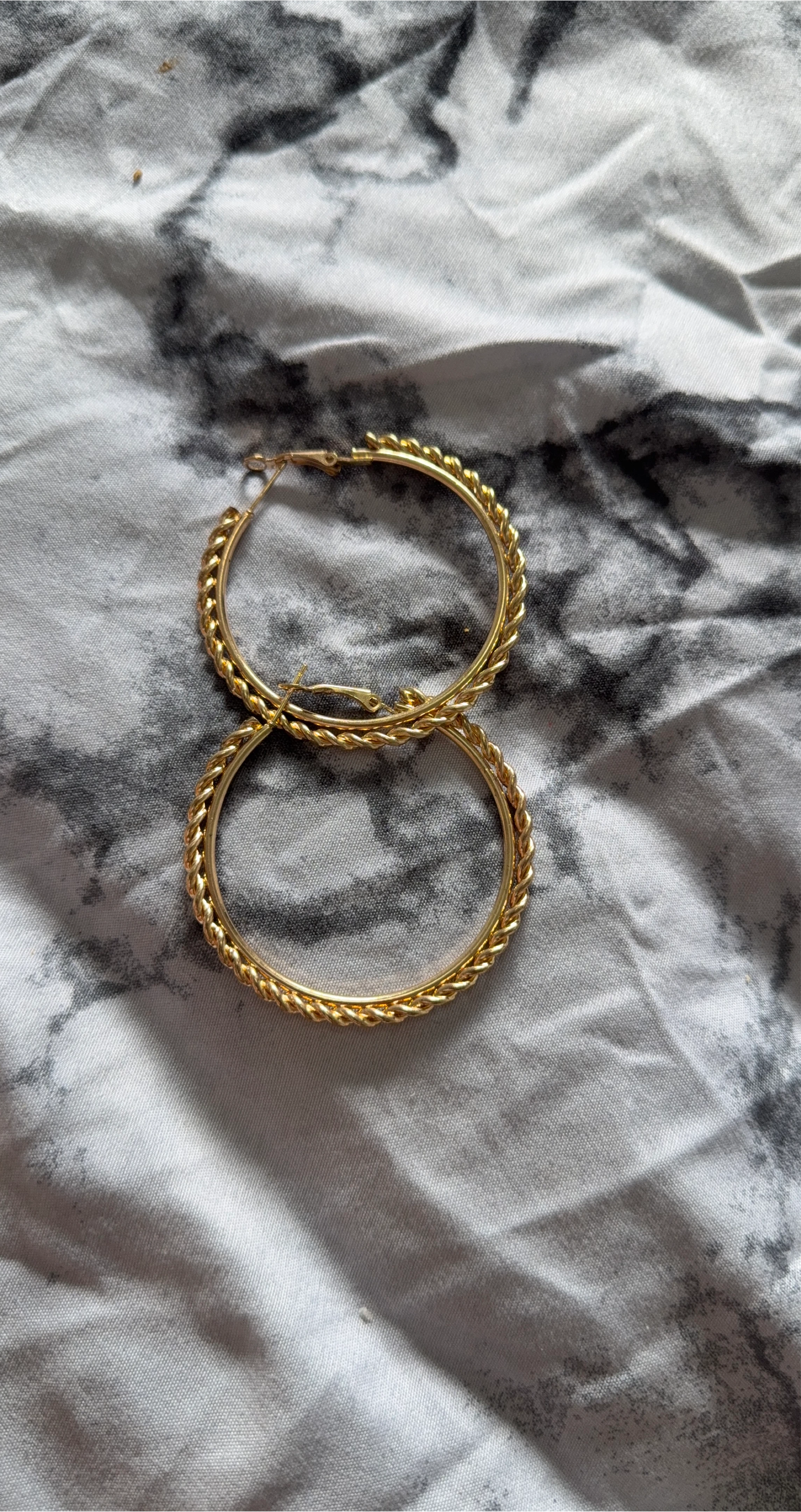 Gold Tone Twisted Hoop Earrings
