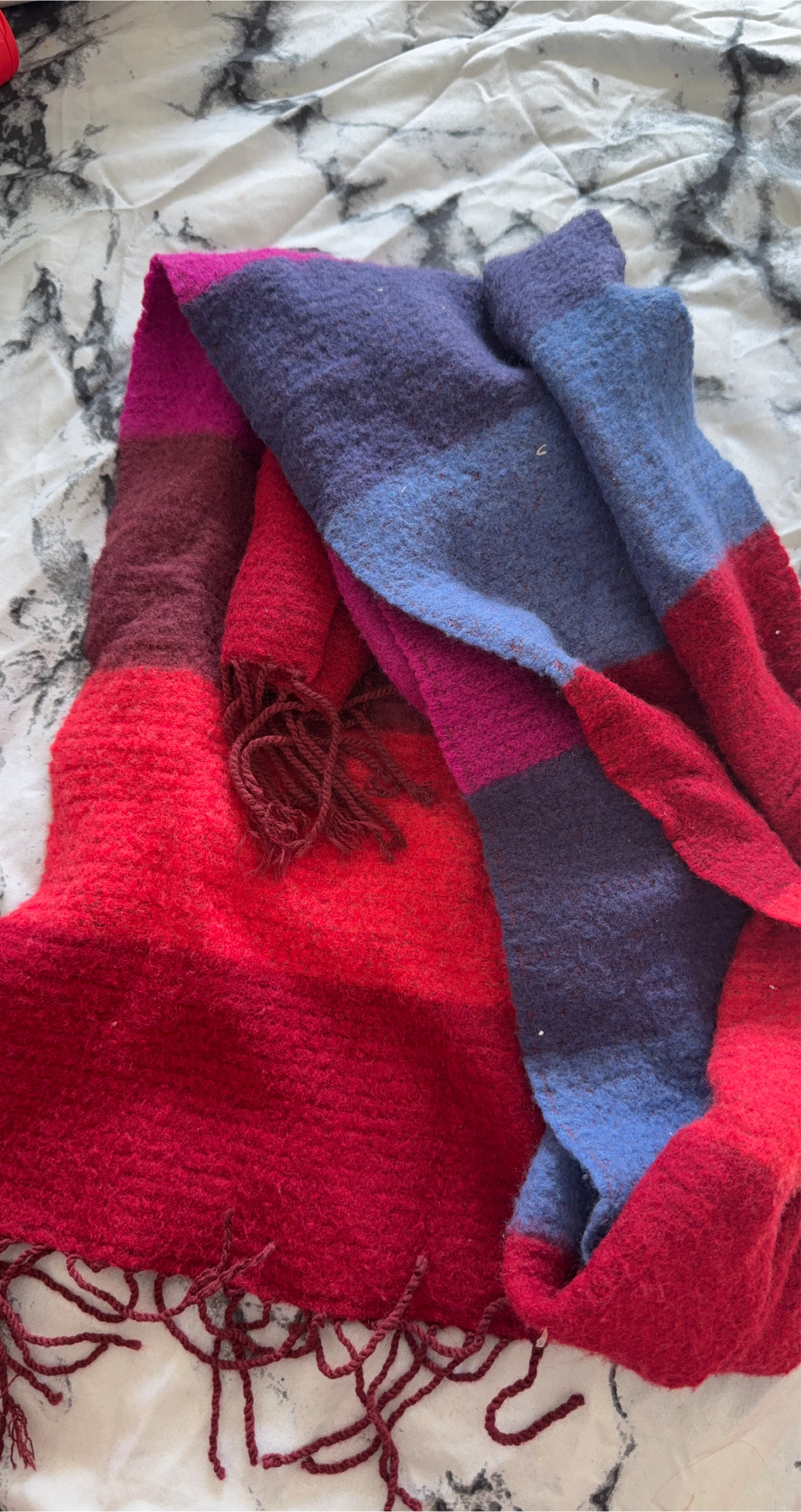 Striped Wool Scarf with Tassels