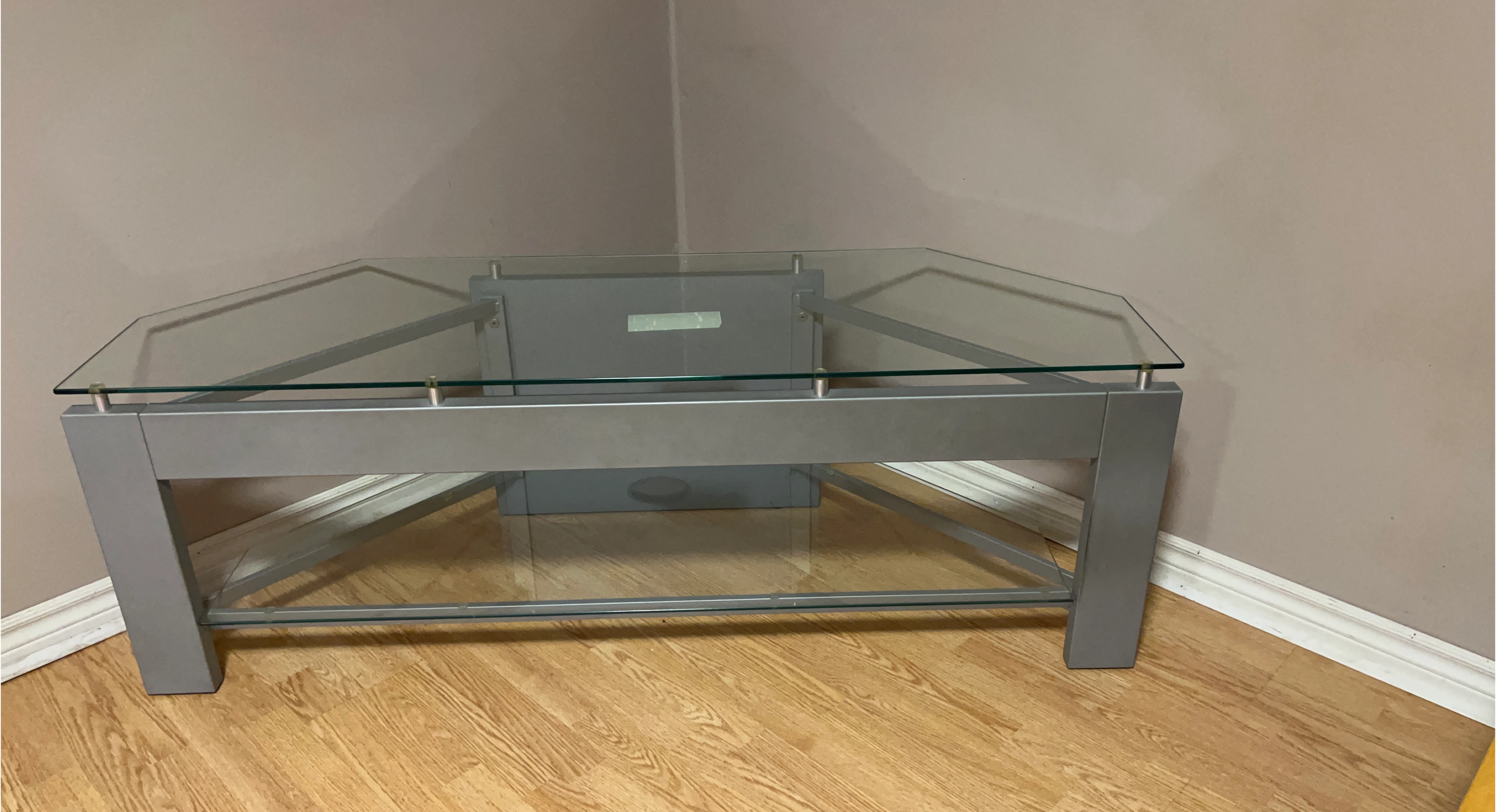 Glass Top Corner TV Stand