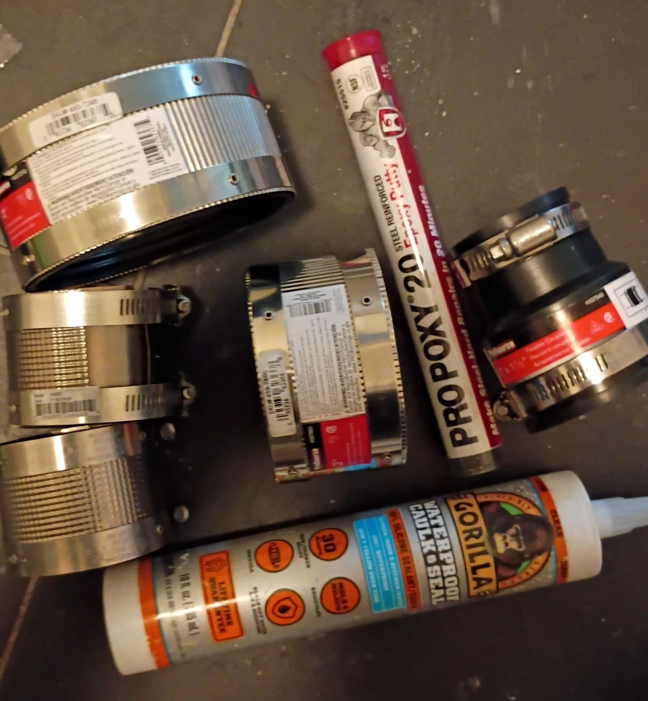 Plumbing supplies no hub coupling,pro epoxy 20 , gorilla seal