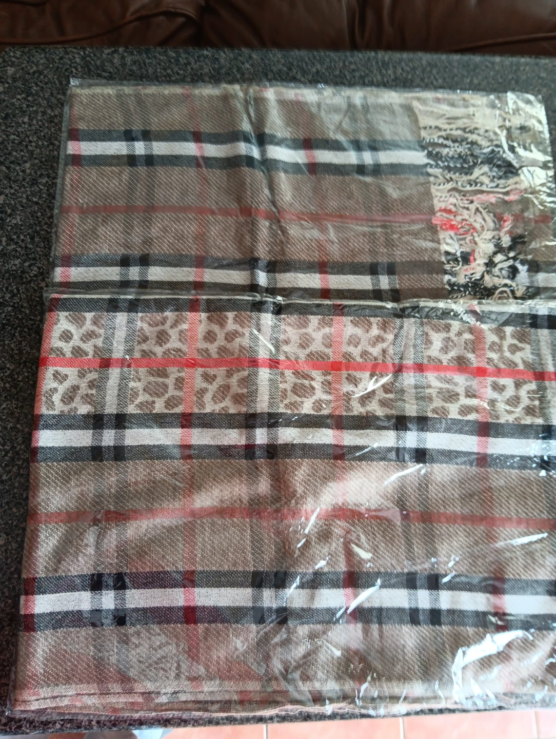 2 Plaid Table Cloths with Leopard Print Accent - photo 2