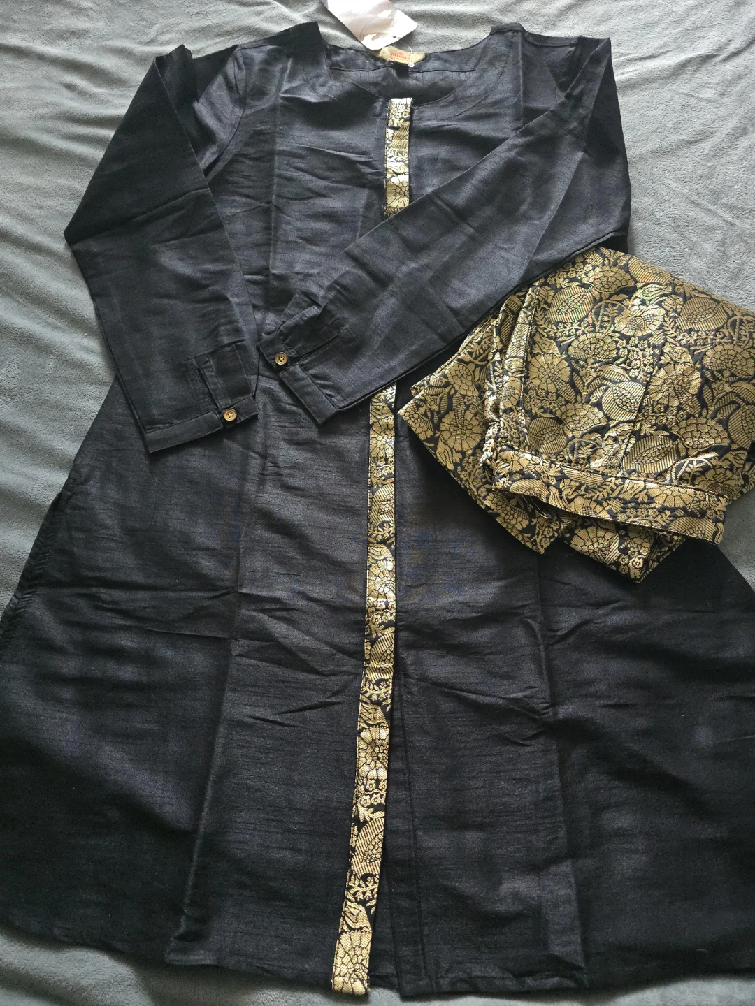 Black and Gold Kurta Set