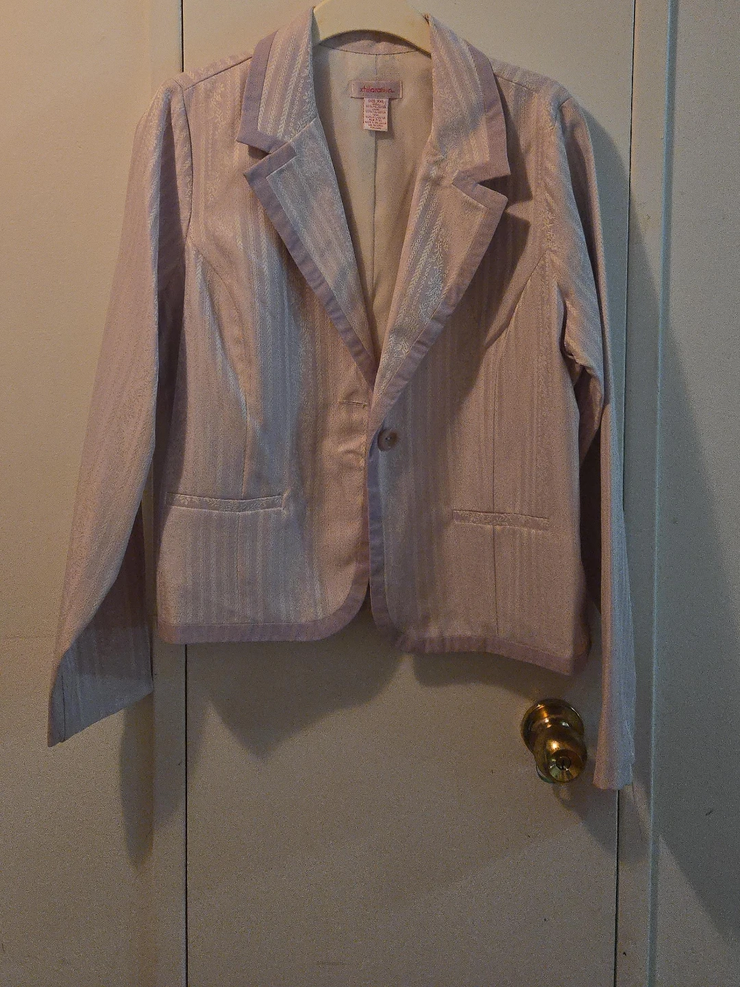 Chaps Blazer Women's Size 10 Pink Metallic Striped Jacket