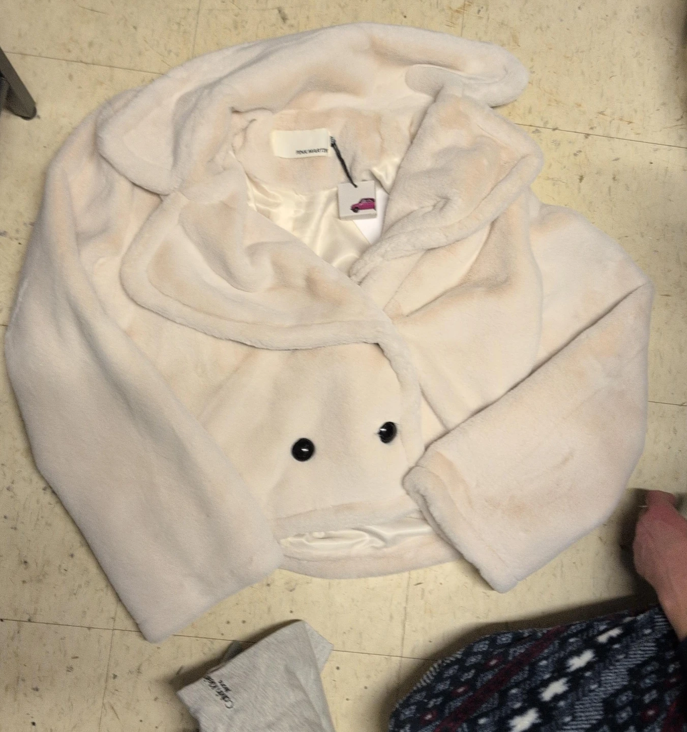 Pink Martini Faux Fur Coat - Cream
