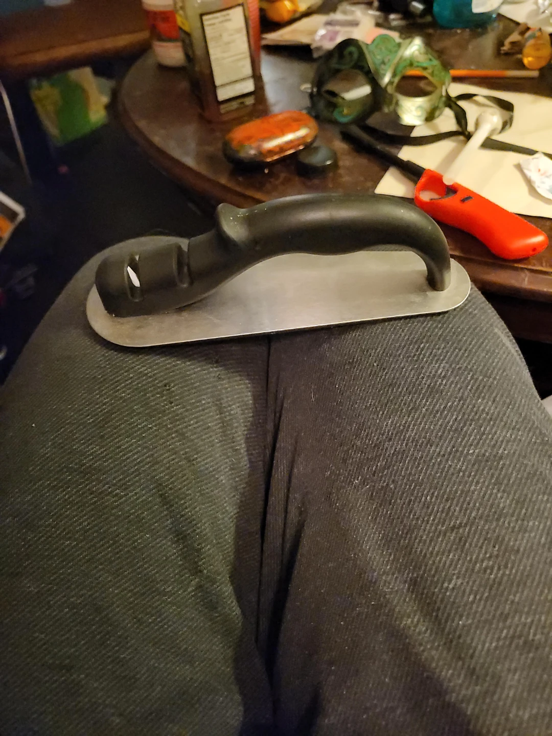 Knife Sharpener with Black Handle