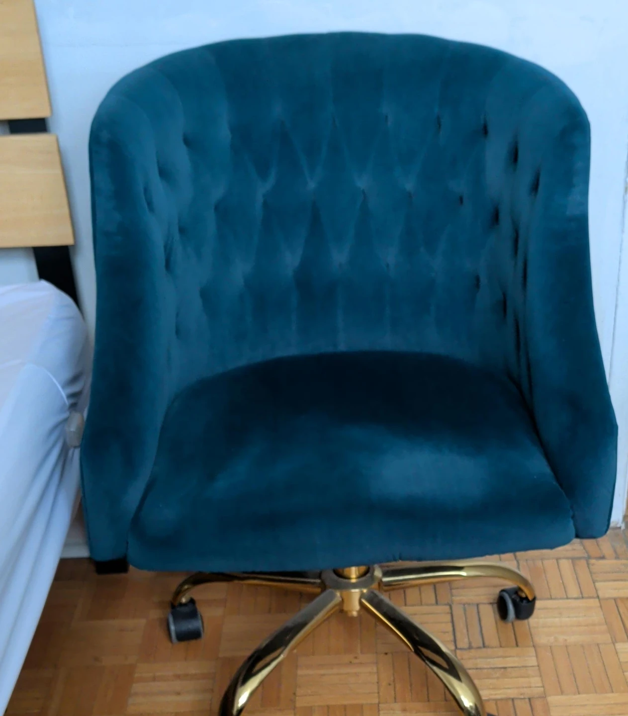 Teal Velvet Office Chair with Gold Base