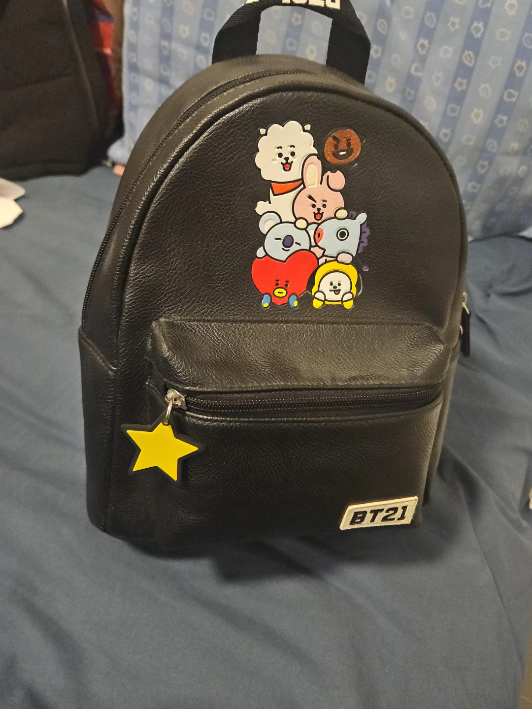 BT21 Black Backpack with Character Graphics