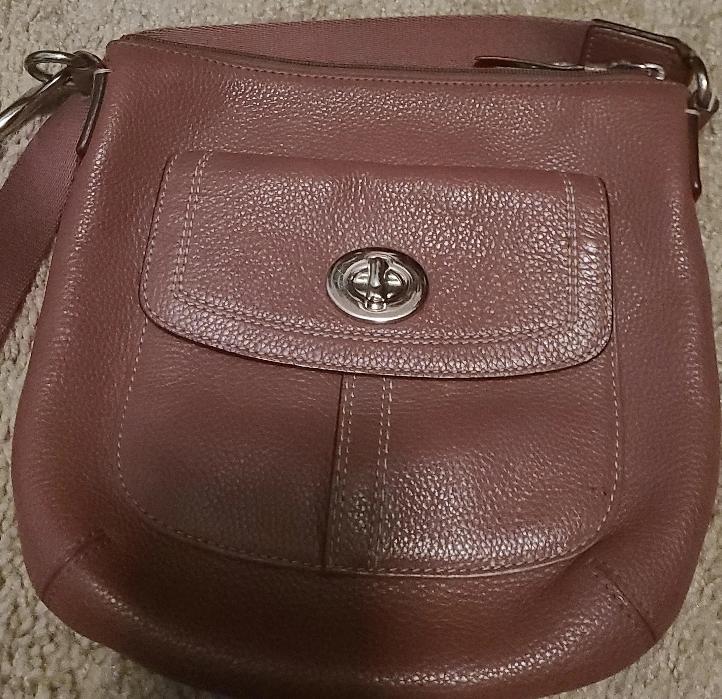 Coach Leather Crossbody Bag - Burgundy