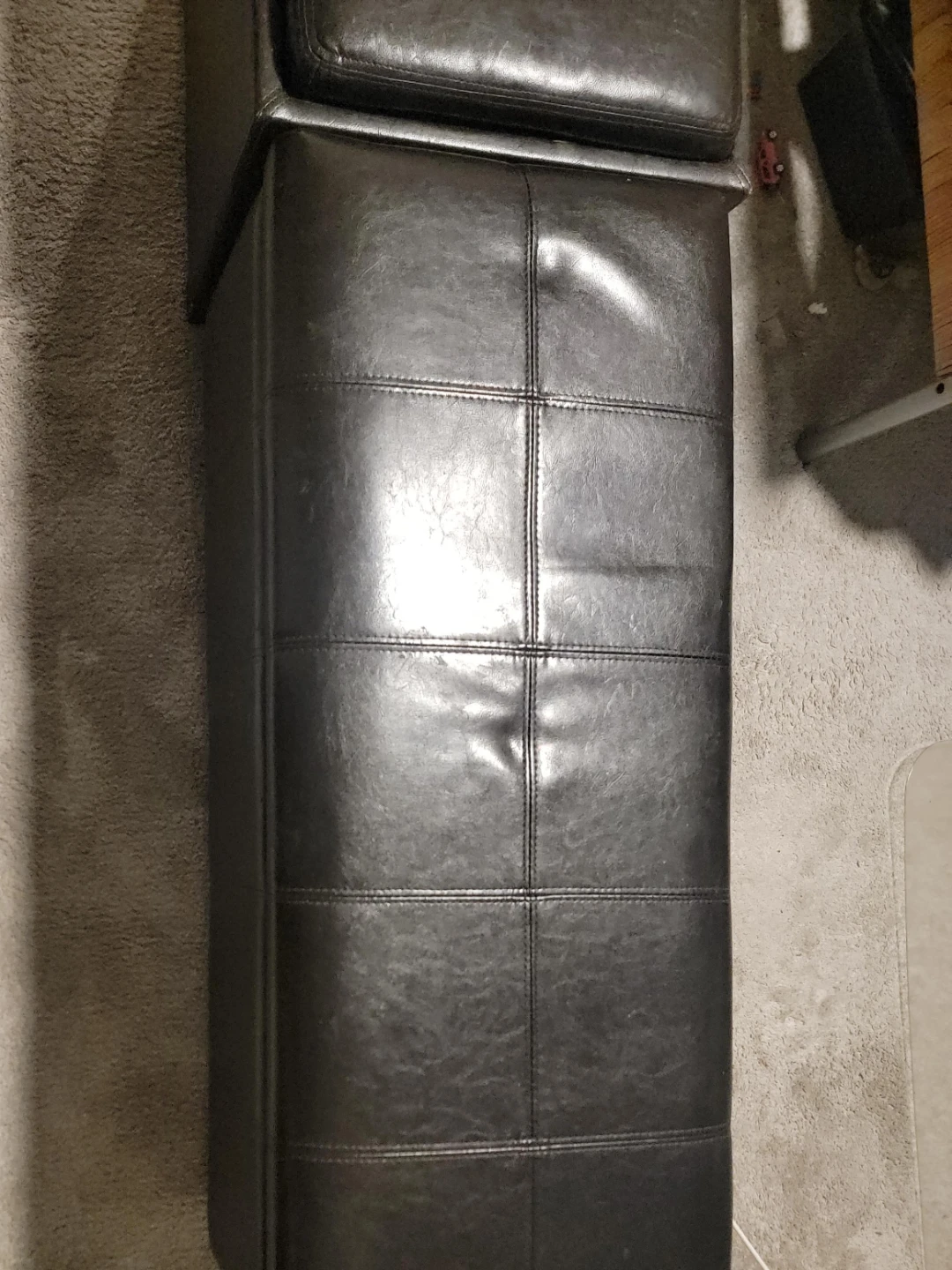 Black Faux Leather Storage Ottoman Bench