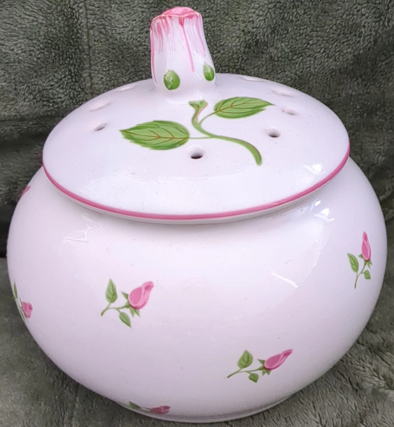 Vintage Ceramic Potpourri Jar with Rose Design