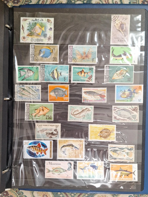 Collection of Worldwide Fish and Marine Life Stamps