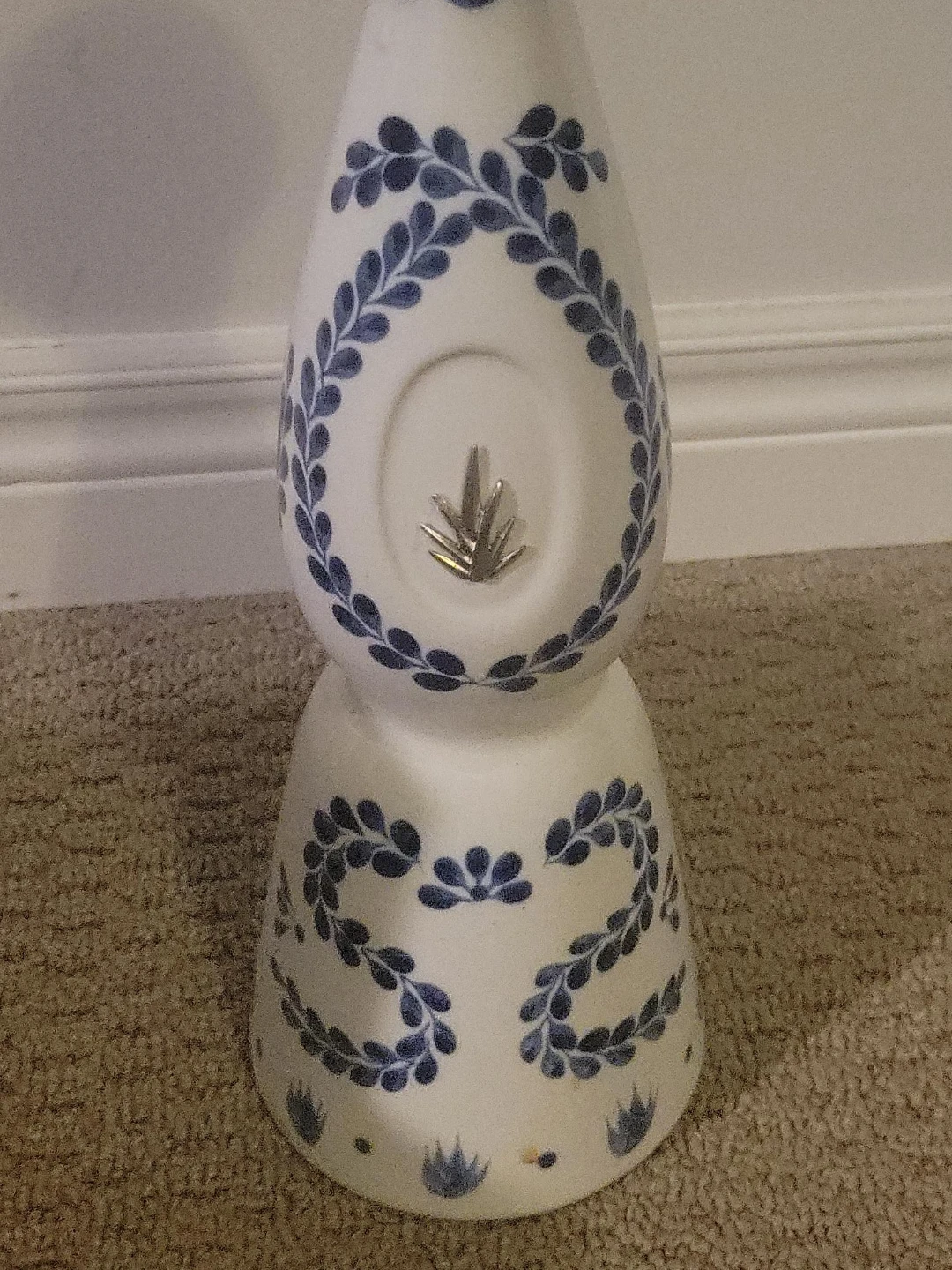 Decorative Vase with Blue Leaf Pattern