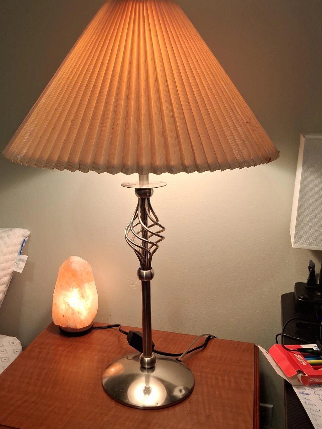 Pleated Shade Table Lamp with Spiral Accent