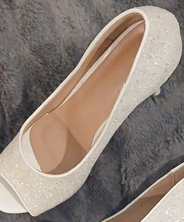 White Glitter Peep-Toe Heels - Size 8
