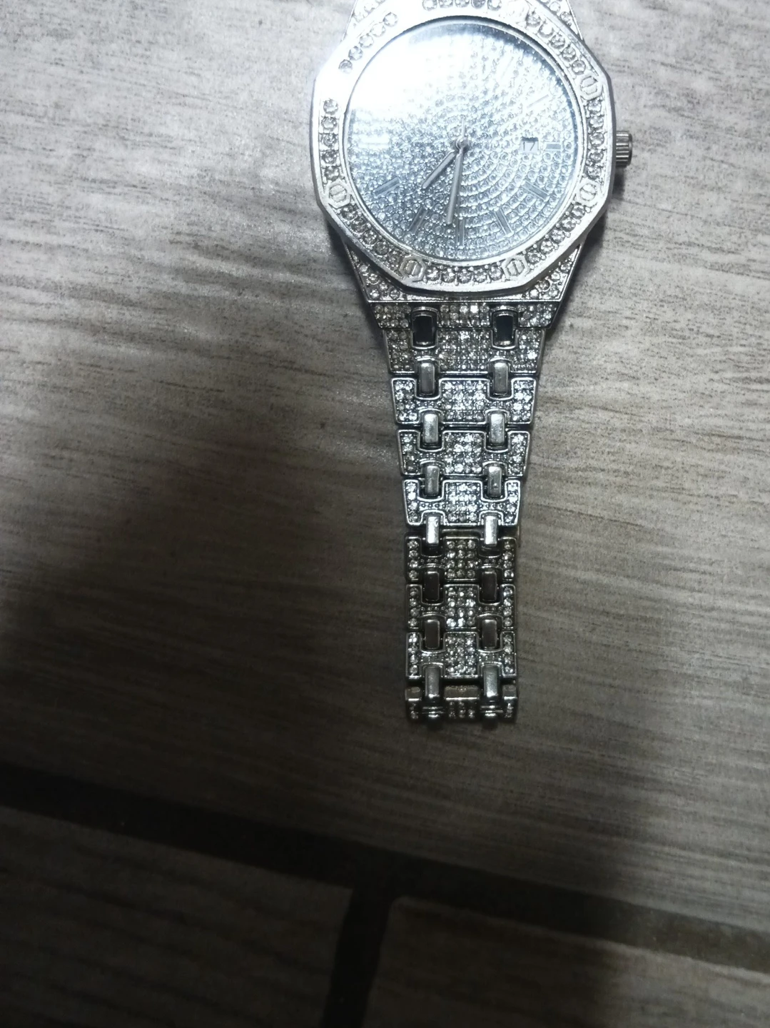 Men's Iced Out Watch Silver Tone