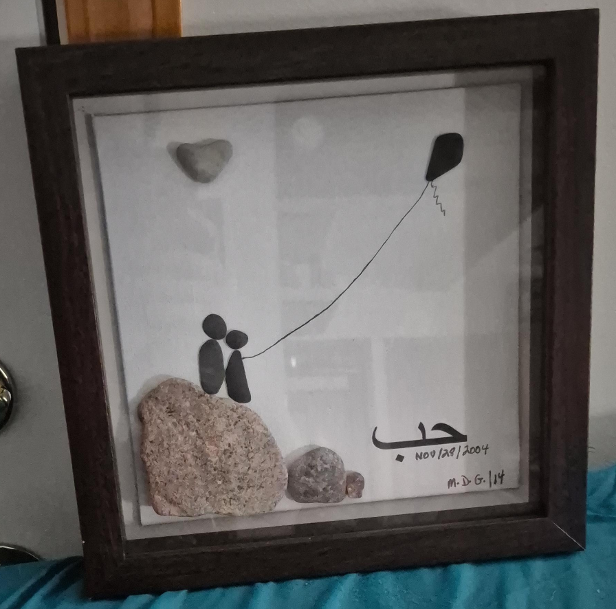 Framed Pebble Art with Kite