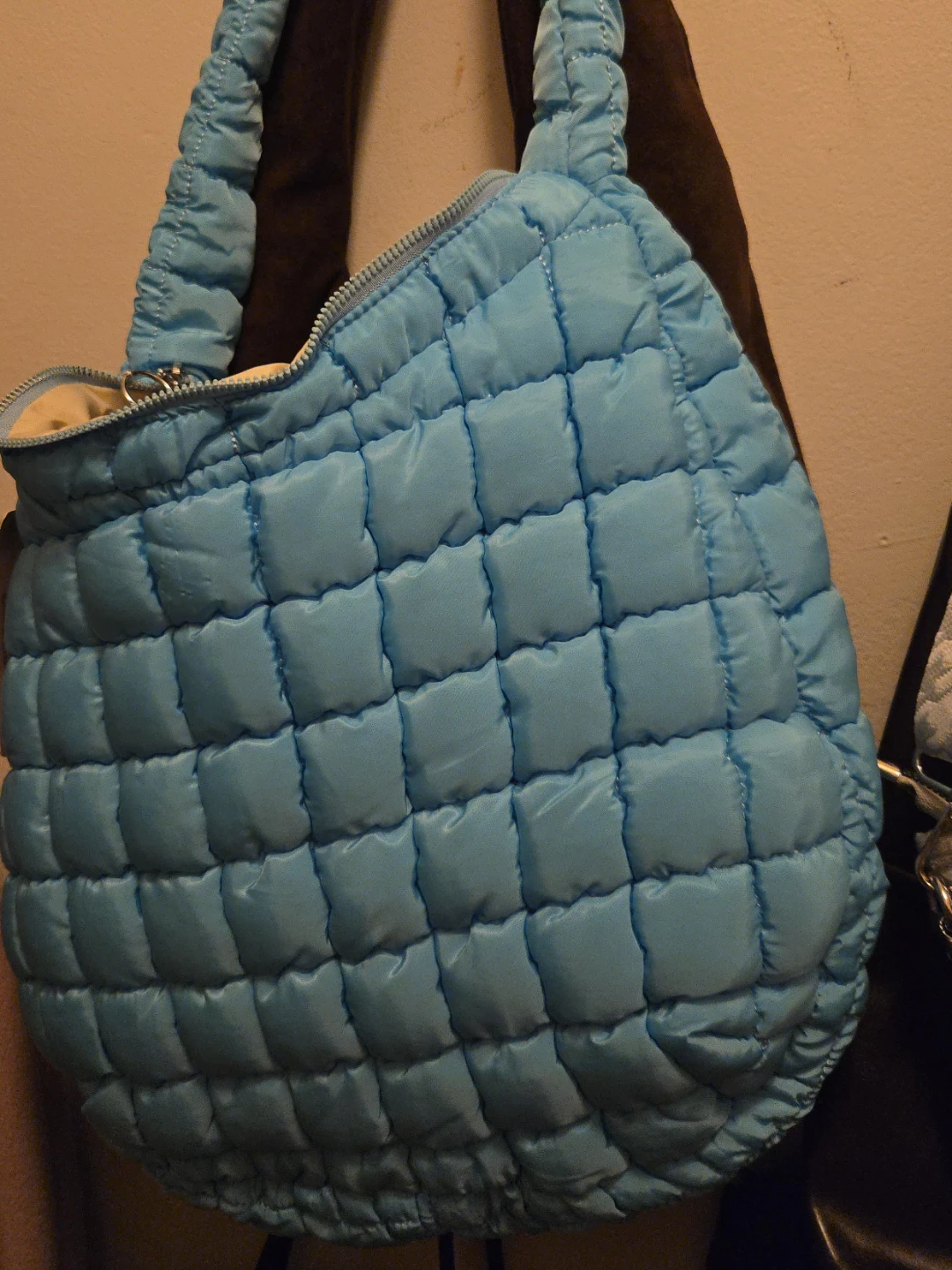 Light Blue Quilted Shoulder Bag