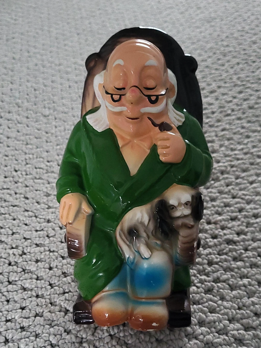 Ceramic Old Man Sitting in Rocking Chair Piggy Bank