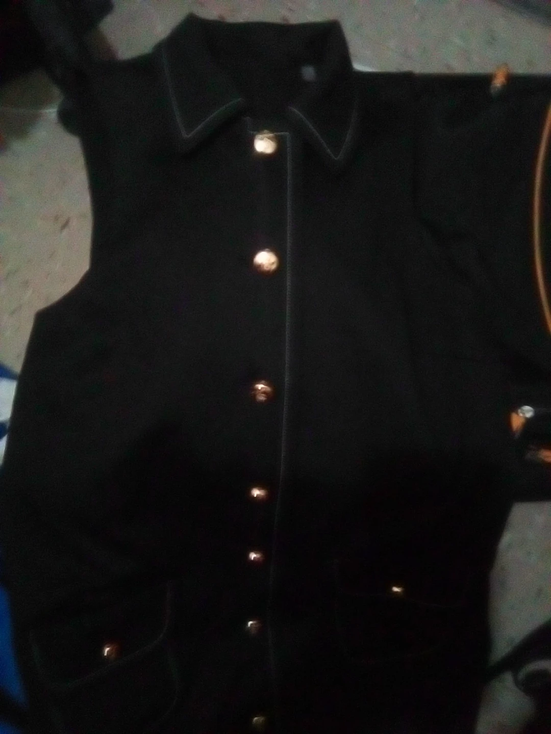 Black Sleeveless Vest with Gold Buttons