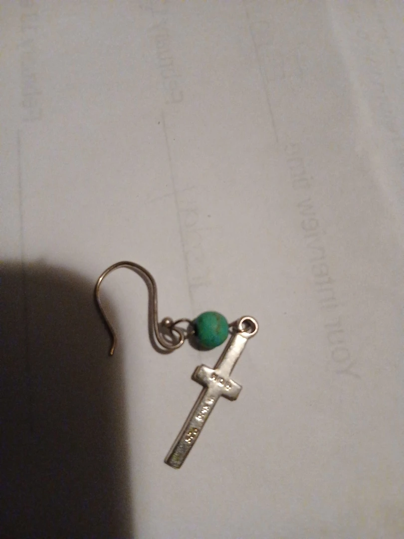 Sterling Silver Cross Earring with Turquoise Bead