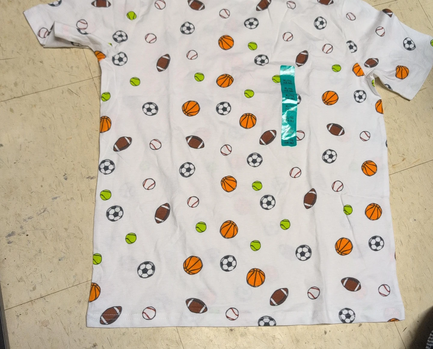 Kids' Sports Print T-Shirt Size XL/TG (14-16)