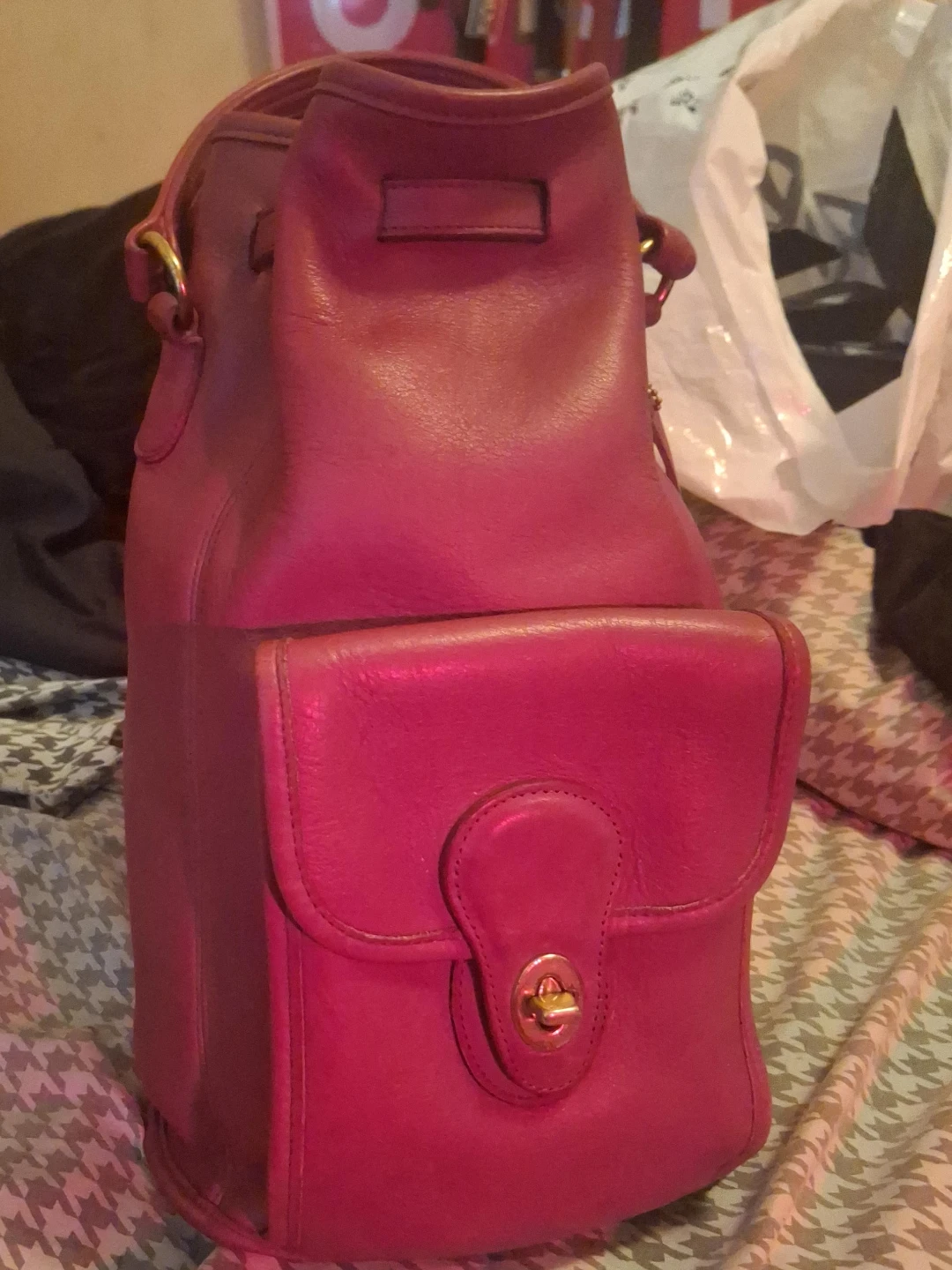 Coach Leather Bucket Backpack - Red