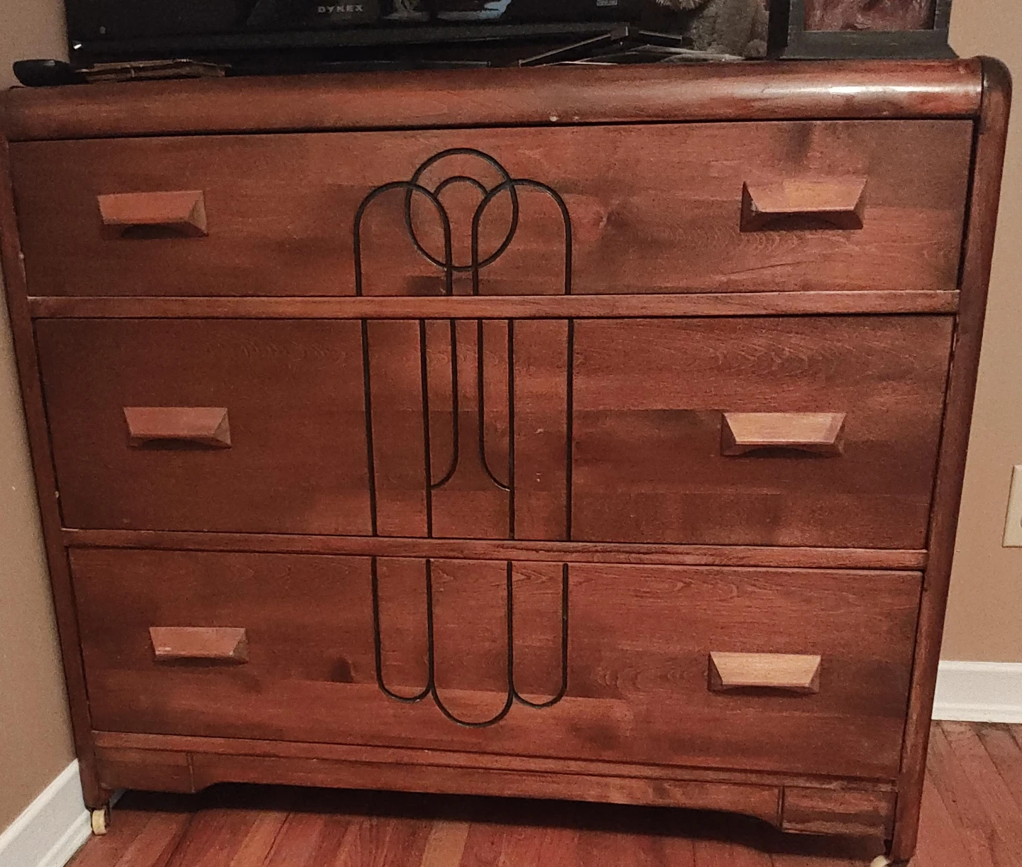 Vintage Wooden Dresser with Metal Detail