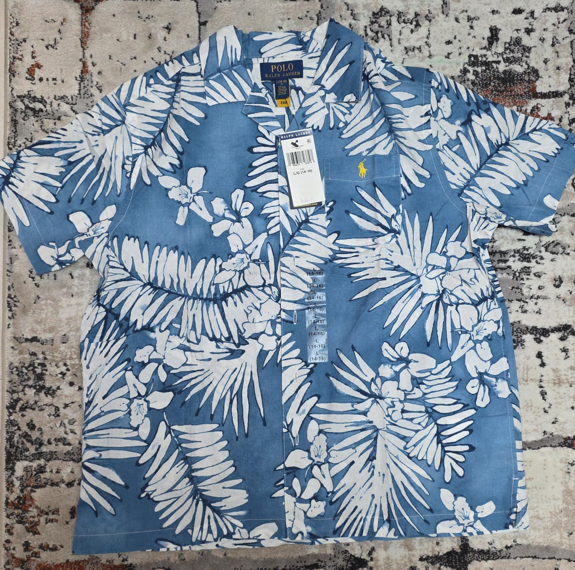 Polo Ralph Lauren Blue Floral Shirt Size L (14-16)