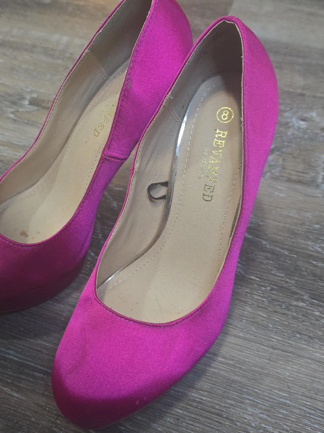 Revamped Pink Satin Heels Size 8