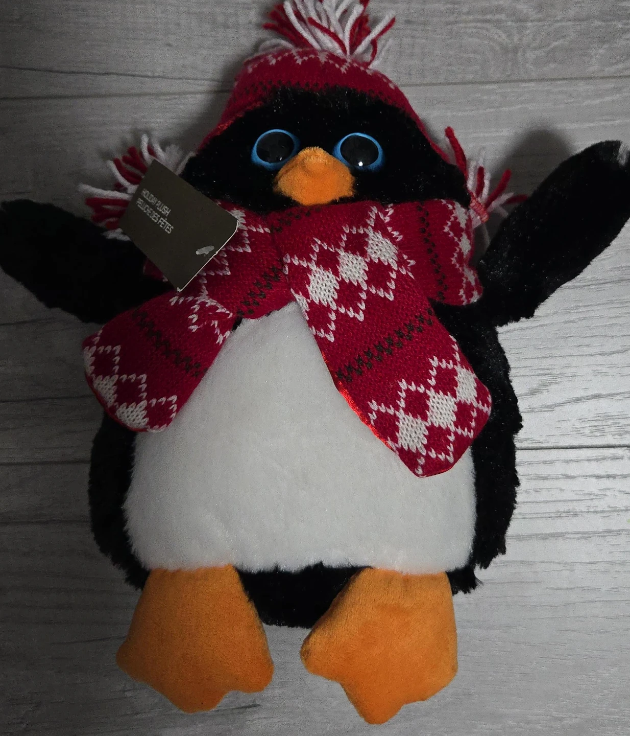 Holiday Plush Penguin with Hat and Scarf