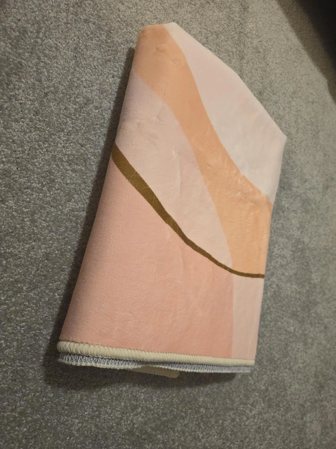 Rolled Accent Rug - Pink, Peach & Gold Abstract Design