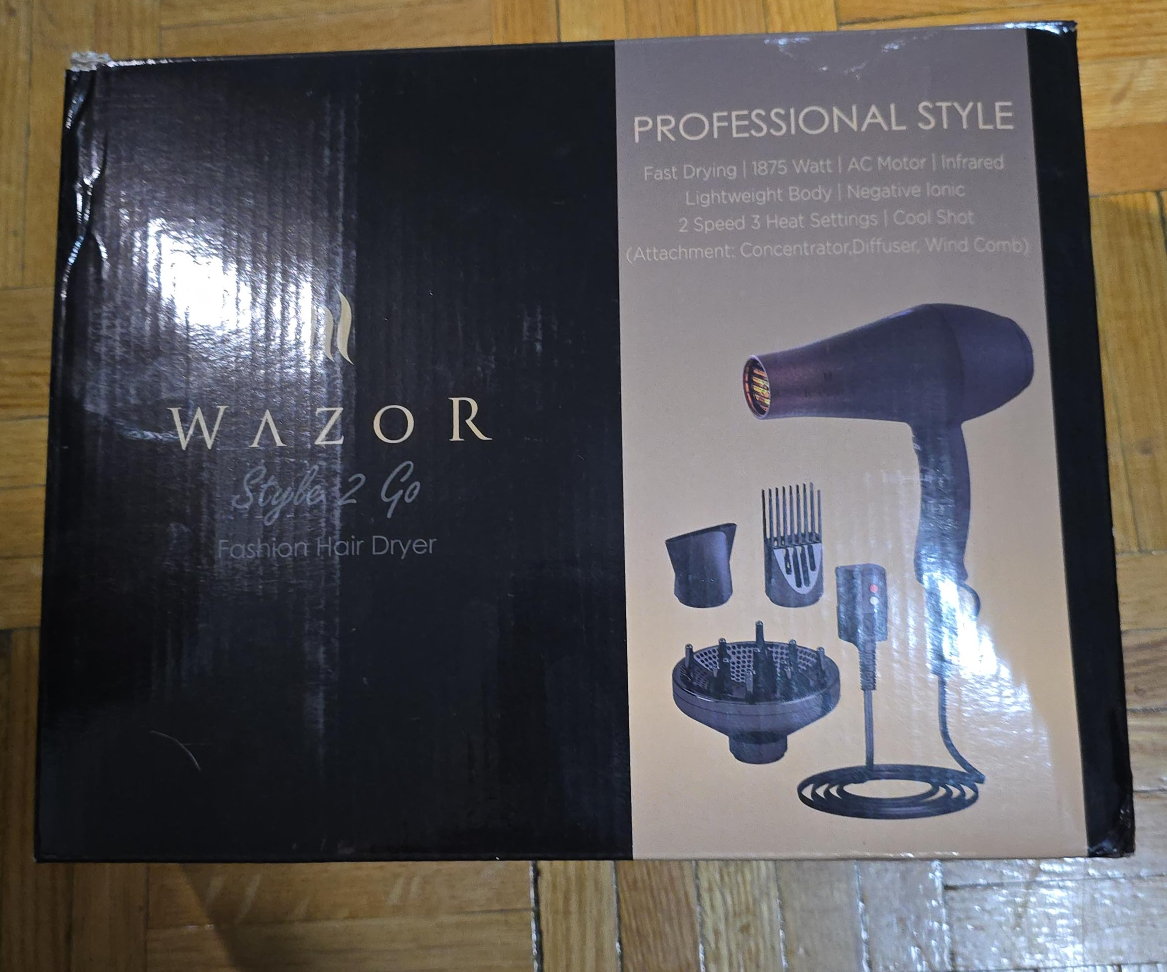 Wazor Style 2 Go Fashion Hair Dryer with Attachments
