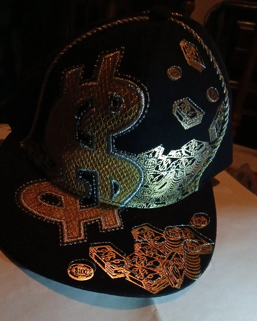 Black Dollar Sign Snapback Hat
