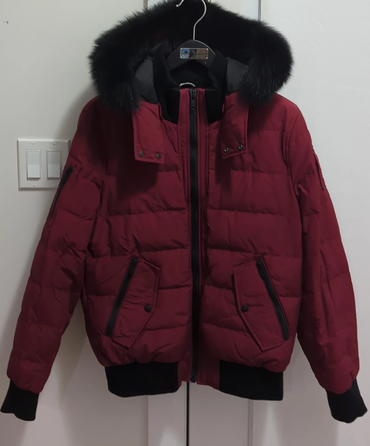 Moose Knuckles Bomber Jacket - Burgundy