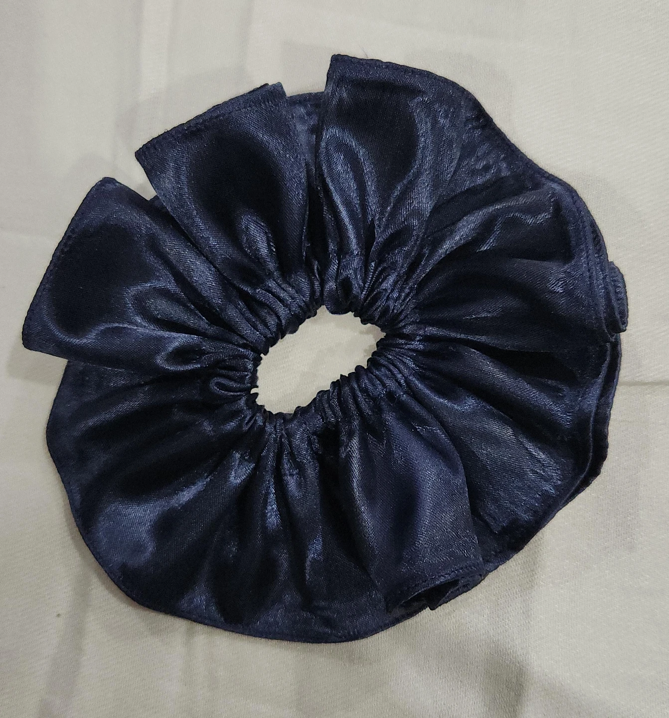 Navy Satin Scrunchie