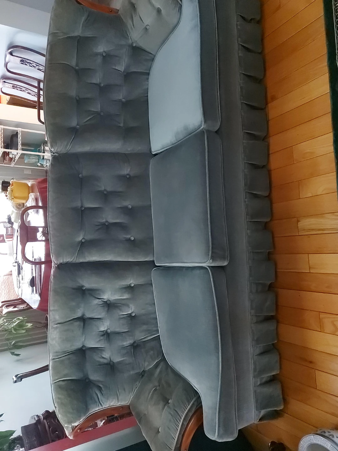 Vintage Velvet Sofa - Grey