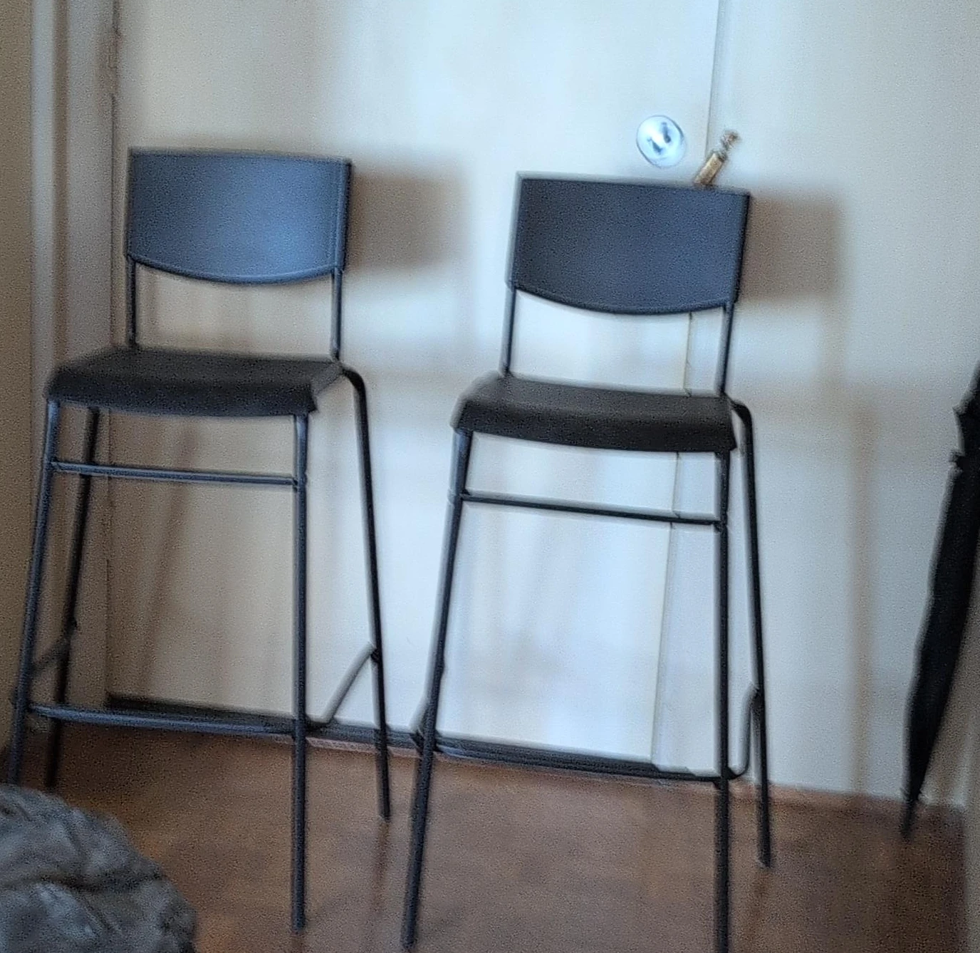 Two Black Bar Stools