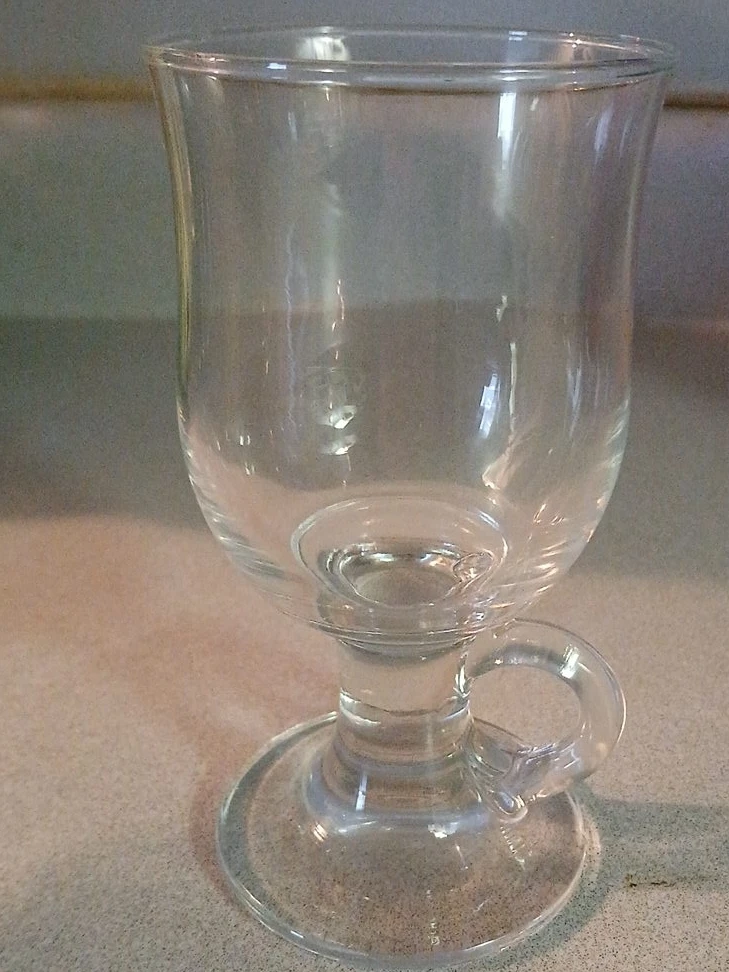 Set of 4 Clear Glass Irish Coffee Mugs with Handles
