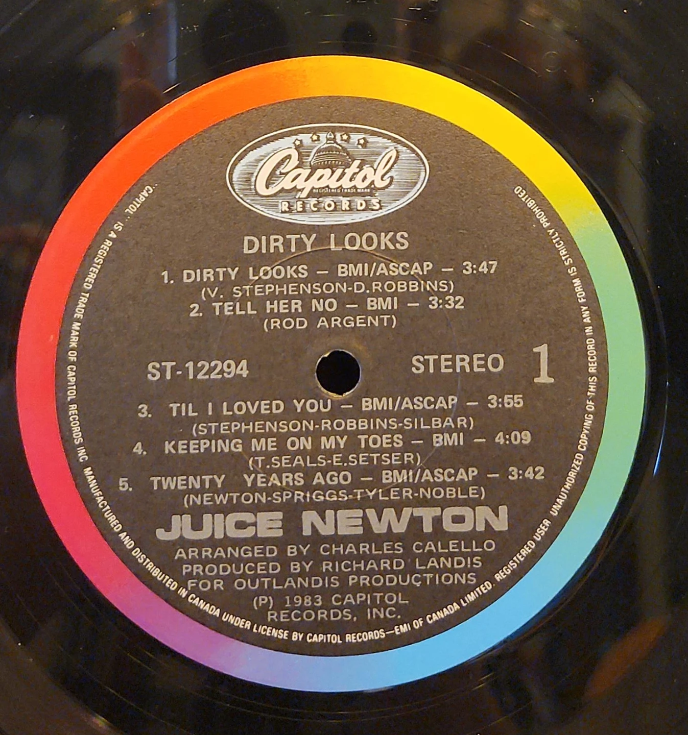 Juice Newton Dirty Looks Vinyl Record 1983 Capitol ST-12294
